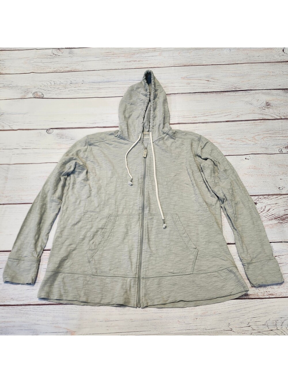 Eddie Bauer Light Gray Full Zip Hoodie Sweatshirt XL